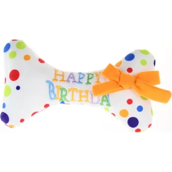 Hračka pro psa animALL Dog Kost Happy Birthday bavlna 17 cm