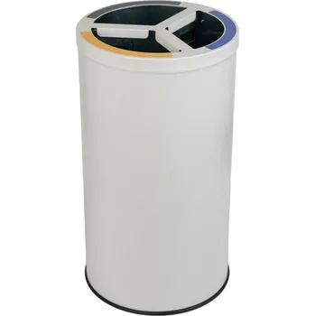 Odpadkový koš AlDA Koš na tříděný odpad STREAM TRIO s vnitřní kovovou nádobou 3 × 20 l, nerezová bílá ocel