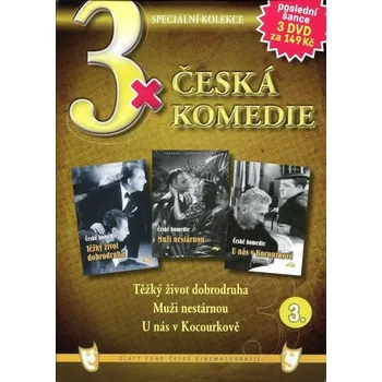 3x Česká komedie 3: Těžký život dobrodruha, Muži nestárnou, U nás v Kocourkově /papírové pošetky/ (3