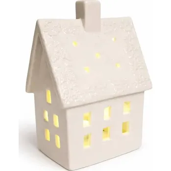 Velikonoční dekorace DECOLED Keramický domeček, 10,6 x 8,7 x 16,8 cm, teple bílá, 2xLR44