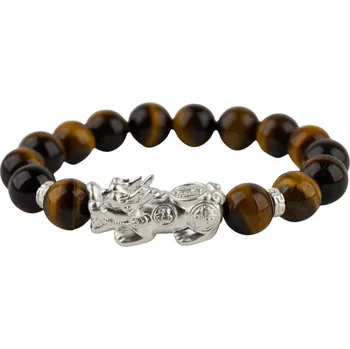 Náramek FENGSHUIHARMONY Tygří oko náramek se stříbrným pi yaem