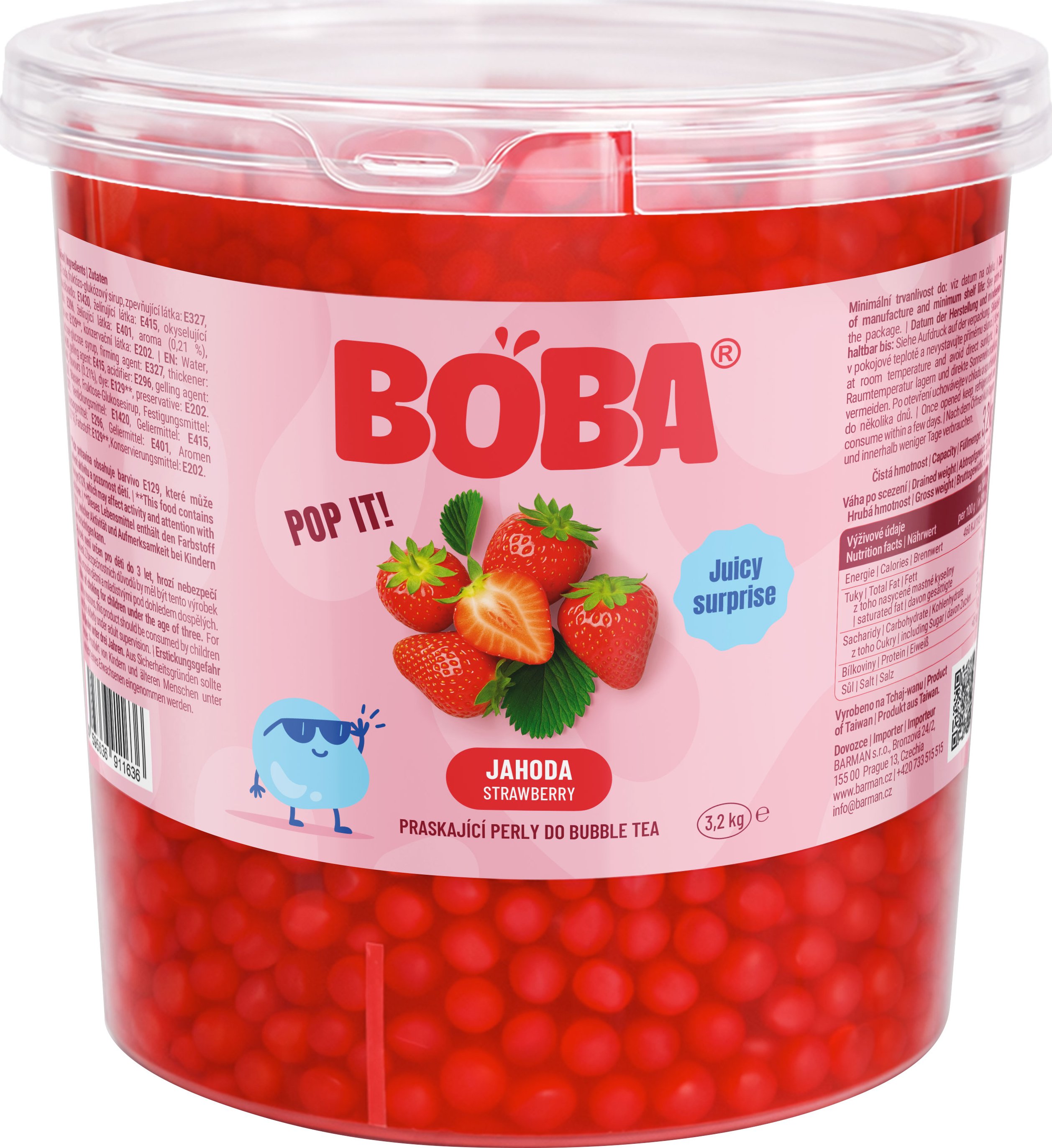 BOBA Jahoda kuličky do Bubble Tea 3,2 kg