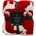 Home Elements Deka s beránkem, jacquard vzor Los, červenobílá