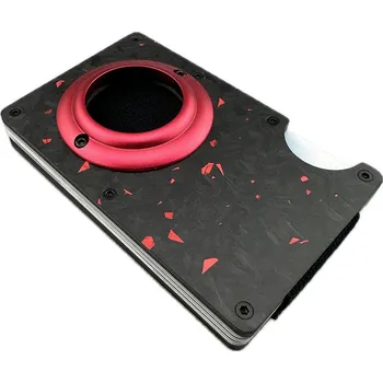 Peněženka Daklos Carbon RFID karbonová mini pro AirTag s klipem červenočerná