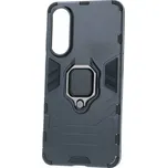 TopQ Ultra odolný zadní kryt pro Samsung Galaxy S25 Edge černý s prstenem