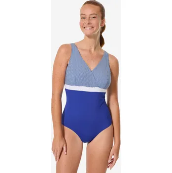 Dámské plavky DECATHLON Dámské jednodílné plavky Mina 52 BÍLÁ|MODRÁ