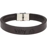 Ewena Kožený náramek hnědý se znamením Váhy