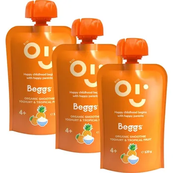 Dětská výživa Beggs BIO Smoothie s jogurtem a tropickým ovocem 3× 120 g