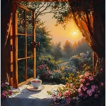 Diamantové malování Norimpex Zátiší s čajem 30 × 40 cm