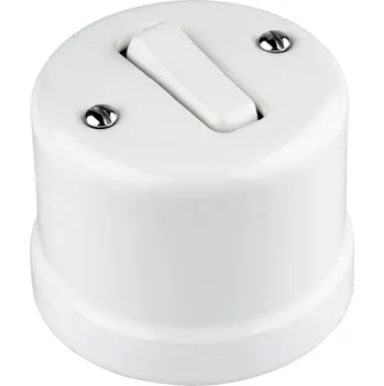 vypínač X-Site Retro vypínač keramika nástěnný bílý bez rámečku