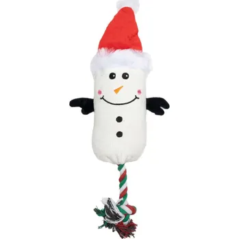 Hračka pro psa Uniqpets Pískací sněhuláček s lanem - 30 cm