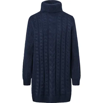 Dámský svetr 670893 - Tchibo - Dlouhý pletený svetr s copánkovým vzorem - pro ženy - vel. S 36/38 - barva: modrá