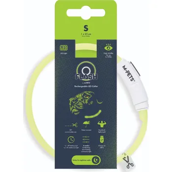 Obojek pro psa M-Pets FLASH LED nabíjecí svítící obojek zelený S