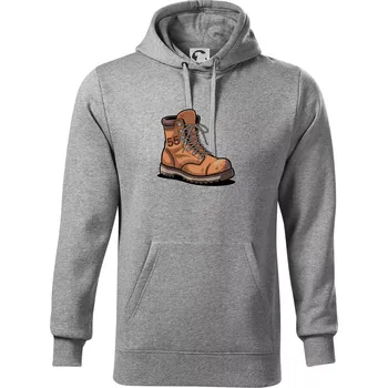 Pánská mikina Turistická narozeninová bota 55 - Mikina pánská Cape s kapucí - 4XL ( Tmavě šedý melír )