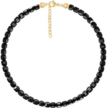 Náramek Náramek s přírodními kameny Lilou 216/160/BRA/AGA/PO černá 99X, vel. ONE SIZE