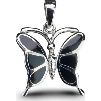 Náramek ORIENTAL Stříbrný přívěsek Motýl s černou perletí (Ag 925/1000, )