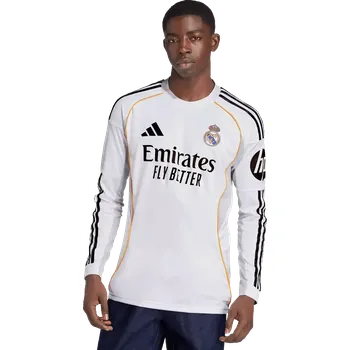 Pánský domácí fotbalový dres Adidas Real Madrid 25/26 dlouhý rukáv bílý