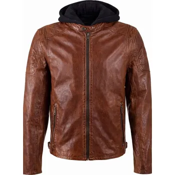 Pánská casual bunda Koňaková pánská kožená bunda s textilní kapucí MMRyxo DB DCog Velikost 5XL