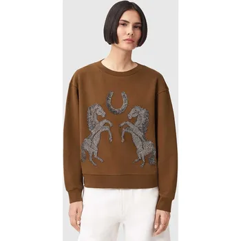 Pánské oblečení Bavlněná mikina AllSaints LUCK W036JE hnědá 88X, vel. M