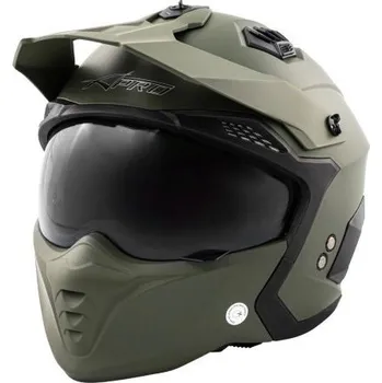 Helma na motorku A-PRO ALIEN GN - zelená modulární přilba L