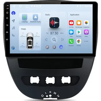 Auto Hi-Fi Ossuret Autorádio Peugeot 107 od 2005, CarPlay, Android, GPS, WiFi, DSP, DAB+, RDS