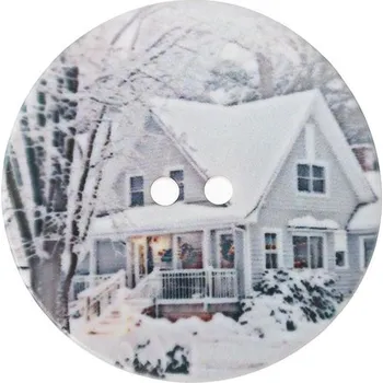 Knoflík BELLATEX Knoflík 3,5 cm dům zasněžený - 401680 - sada 3 ks