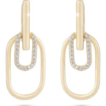 Náušnice Biju Pozlacené náušnice 14K, visací dva spojené oválky se zirkony 1002477