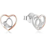 Beneto Romantické bicolor srdíčkové náušnice AGUP2688-RHR (Ag925/1000; 0,95 g)