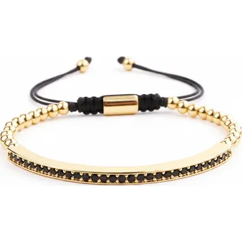 Náramek ANNA PERLY Atraktivní trendy shamballa náramek z pozlacených kuliček oceli se zlatočerným prvkem