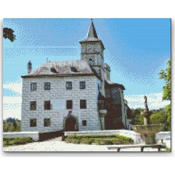 Diamantové malování Painting Queens Diamantové malování Hrad Rožmberk, 30 × 40 cm, s rámem, hranaté