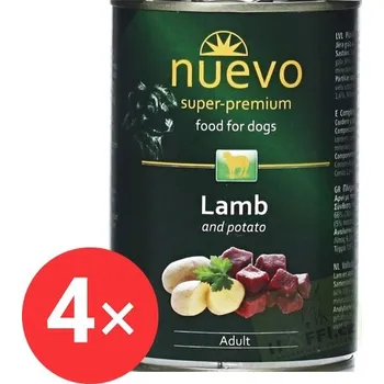 Nuevo pes adult jehněčí konzerva 4 × 800 g