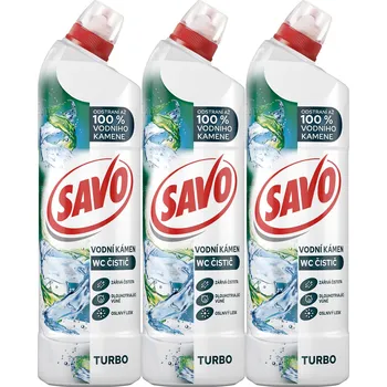 WC čistič SAVO Turbo na vodní kámen WC gel 3× 700 ml