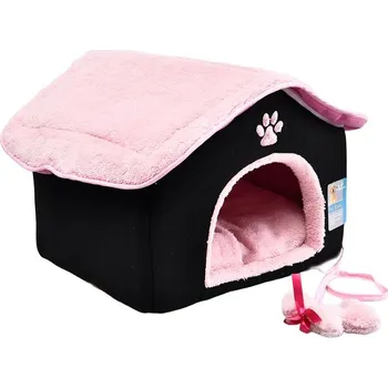 Pro psa Petproducts Domek růžovo černý 40 × 40 × 34 cm