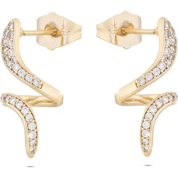 Náušnice Biju Pozlacené náušnice 14K, visací spirála se zirkony 1002603