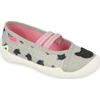 Dívčí baleríny Dívčí baleríny BEFADO BLANCA 116Y302 motiv kočky, šedá  - vel.36 - Velikost 36