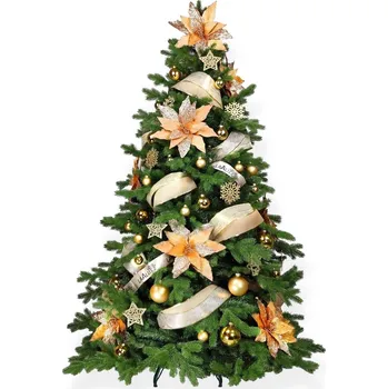 LAALU Vánoční stromek zdobený - ZLATÝ TŘPYT II, 142 ks ozdob, 270 cm