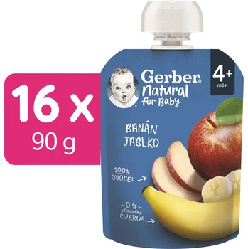 Dětská výživa GERBER Natural kapsička banán a jablko 16× 90 g