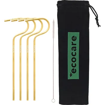 ECOCARE Ekologická kovová brčka Zlatá 4 ks