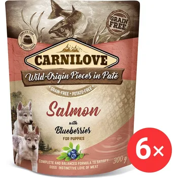 Carnilove Dog Pouch Paté Salmon with Blueberries for Puppies 6 × 300 g