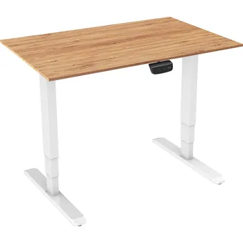 Psací stůl AlzaErgo Table ET1 NewGen bílý + deska 140×80 cm bambusová