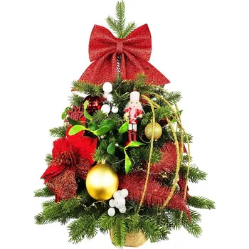 LAALU Vánoční stromek zdobený s LED osvětlením - ČERVENÝ LOUSKÁČEK II, 34 ks ozdob, 60 cm