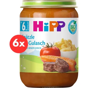 Dětská výživa HiPP BIO Špecle a guláš a hovězí maso 6× 190 g