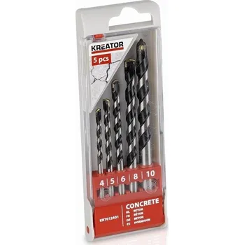 Vrták KREATOR Vrtáky do betonu sada 5ks 4-5-6-8-10 mm KRT012401