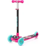 Meteor Dětská tříkolová koloběžka MTR Funny s LED koly, růžová