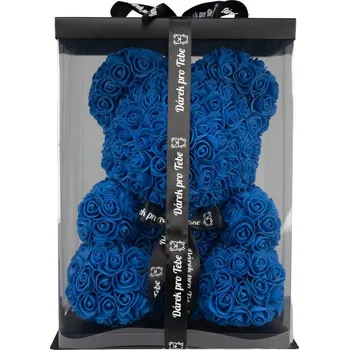 Hračka Medvídárek Big Classic medvídek z růží dárkově balený, 40 cm, modrý