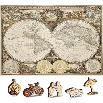 Dětské zboží Wooden city Dřevěné puzzle Antická mapa světa 2v1, 75 dílků eko