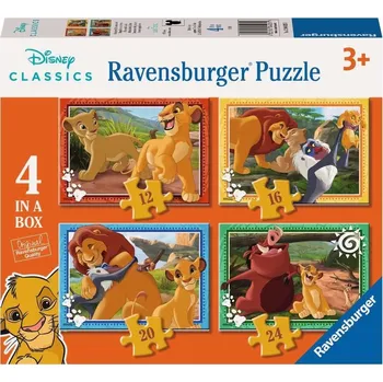 Puzzle RAVENSBURGER Puzzle Lví král 4 v 1 (12, 16, 20, 24 dílků)