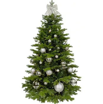 LAALU Vánoční stromek zdobený - STŘÍBRNÉ VÁNOCE II, 85 ks ozdob, 270 cm