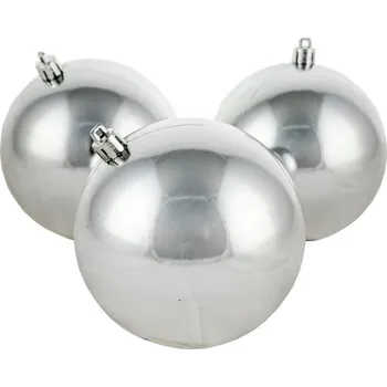 Vánoční dekorace DECOLED Vánoční ozdoby - koule plastové, stříbrné lesklé, průměr 10 cm, 6 ks