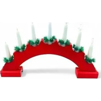 Vánoční svícen Oblouk červený, 7 žárovek - na baterie